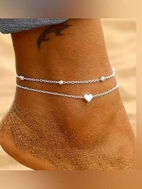 💎 NEW 💎 Delicate Silver Heart Layered Anklet 💎